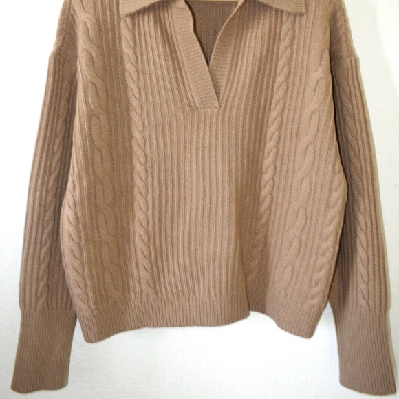 Unworn Nordstrom Signature Wool & Cashmere Cable Knit Jonny Collar Sweater - Picture 4 of 8